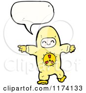 Cartoon Of Child In Space Costume With Conversation Bubble Royalty Free Vector Illustration by lineartestpilot