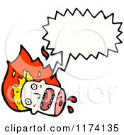 Cartoon Of Flaming Head With Conversation Bubble Royalty Free Vector Illustration by lineartestpilot