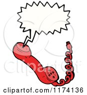 Cartoon Of Red Phone With Conversation Bubble Royalty Free Vector Illustration by lineartestpilot