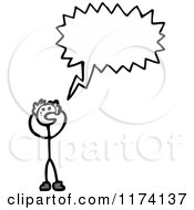 Cartoon Of Stick Man With Conversation Bubble Royalty Free Vector Illustration by lineartestpilot