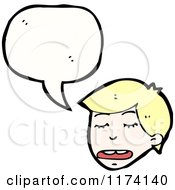 Cartoon Of Blonde Boy With Conversation Bubble Royalty Free Vector Illustration