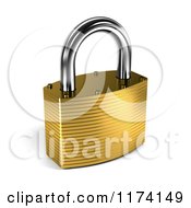 Poster, Art Print Of 3d Closed Gold Padlock With Shading