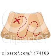 Cartoon Of A Red X And Path An An Old Royalty Free Vector Clipart