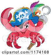 Poster, Art Print Of Pirate Crab Captain With A Hat Peg Leg And Hook Hand