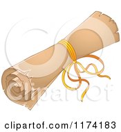 Poster, Art Print Of Rolled Up Old Scroll Tied With A Ribbon
