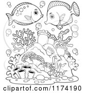 Poster, Art Print Of Black And White Marine Fish Over Corals And Anemones