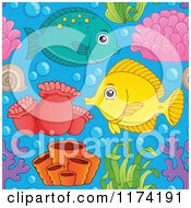 Poster, Art Print Of Seamless Marine Fish Coral Plant And Anemone Pattern