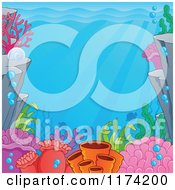 Poster, Art Print Of Underwater Ocean Background Of Reef Corals Anemones And Fish