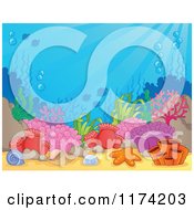 Poster, Art Print Of Underwater Ocean Background Of Reef Corals Anemones And Fish 4