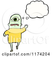 Cartoon Of A One Eyed Monster With A Conversation Bubble Royalty Free Vector Illustration