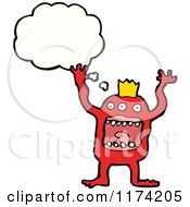 Cartoon Of A Red Monster With A Conversation Bubble Royalty Free Vector Illustration