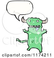 Poster, Art Print Of Green Devil With A Conversation Bubble