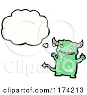 Poster, Art Print Of Green Devil With A Conversation Bubble