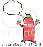Cartoon Of A Red Sea Creature With A Conversation Bubble Royalty Free Vector Illustration