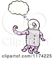 Cartoon Of A Tentacled Space Monster With A Conversation Bubble Royalty Free Vector Illustration