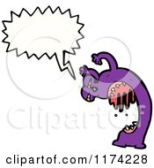 Poster, Art Print Of Purple Monster With A Conversation Bubble