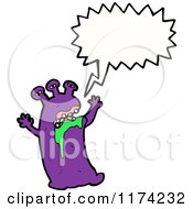 Poster, Art Print Of Purple Drooling Monster With A Conversation Bubble
