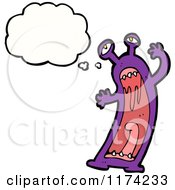 Cartoon Of A Purple Monster With A Conversation Bubble Royalty Free Vector Illustration