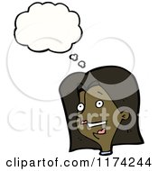 Cartoon Of An African American Womans Head With A Conversation Bubble Royalty Free Vector Illustration