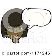 Cartoon Of An African American Womans Head With A Conversation Bubble Royalty Free Vector Illustration