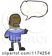 Cartoon Of A Bald African American Man With A Conversation Bubble Royalty Free Vector Illustration