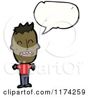 Cartoon Of An African American Boy With A Conversation Bubble Royalty Free Vector Illustration