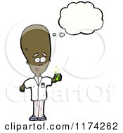 Cartoon Of An African American Scientist With A Conversation Bubble Royalty Free Vector Illustration by lineartestpilot