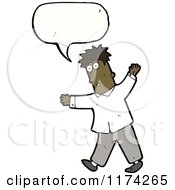 Cartoon Of An African American Man With A Conversation Bubble Royalty Free Vector Illustration by lineartestpilot