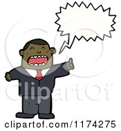 Cartoon Of An African American Businessman With A Conversation Bubble Royalty Free Vector Illustration