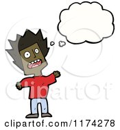 Cartoon Of An African American Boy With A Conversation Bubble Royalty Free Vector Illustration