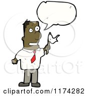 Cartoon Of An African American Man Waving A Flag With A Conversation Bubble Royalty Free Vector Illustration