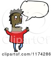 Cartoon Of An Scared African American Man With A Conversation Bubble Royalty Free Vector Illustration