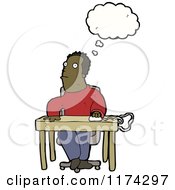 Poster, Art Print Of African American Man At Desk With A Conversation Bubble