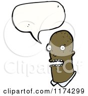 Cartoon Of An Bald African American Man With A Conversation Bubble Royalty Free Vector Illustration