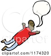 Cartoon Of A Flying African American Man With A Conversation Bubble Royalty Free Vector Illustration