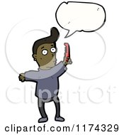 Cartoon Of An African American Man With A Comb And A Conversation Bubble Royalty Free Vector Illustration by lineartestpilot