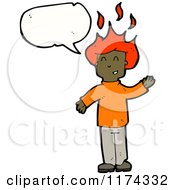 Cartoon Of An African American Man With Flaming Hair And A Conversation Bubble Royalty Free Vector Illustration
