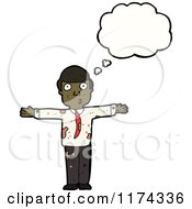 Cartoon Of A Muddy African American Man With A Conversation Bubble Royalty Free Vector Illustration by lineartestpilot