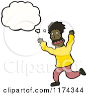 Cartoon Of An African American Man Running With A Conversation Bubble Royalty Free Vector Illustration