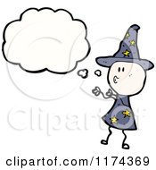 Cartoon Of A Stick Witch With A Conversation Bubble Royalty Free Vector Illustration