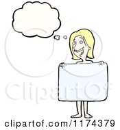 Poster, Art Print Of Nude Blonde Woman With A Sign And A Conversation Bubble