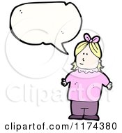 Cartoon Of A Chubby Blonde Girl With A Conversation Bubble Royalty Free Vector Illustration