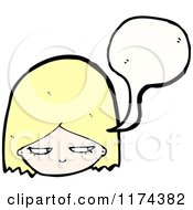 Cartoon Of A Blonde Woman With A Conversation Bubble Royalty Free Vector Illustration
