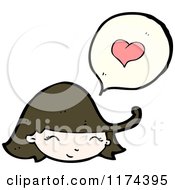 Cartoon Of A Girl With A Heart Conversation Bubble Royalty Free Vector Illustration