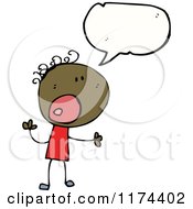 Cartoon Of An African American Stick Girl With Conversation Bubble Royalty Free Vector Illustration