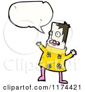 Cartoon Of A Girl With A Conversation Bubble Royalty Free Vector Illustration