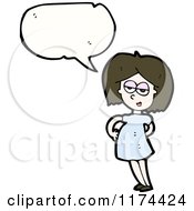 Cartoon Of A Girl With A Conversation Bubble Royalty Free Vector Illustration