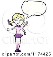 Cartoon Of A Blonde Girl With A Conversation Bubble Royalty Free Vector Illustration by lineartestpilot