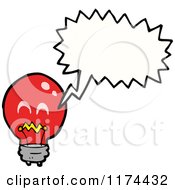 Cartoon Of A Red Lightbulb With A Conversation Bubble Royalty Free Vector Illustration