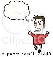 Cartoon Of A Frightened Man Wearing A Sweater With A Conversation Bubble Royalty Free Vector Illustration